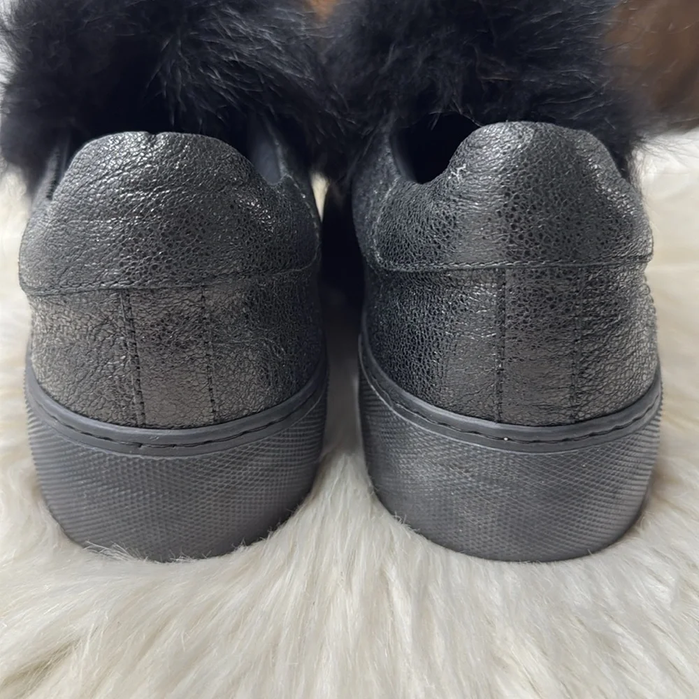 MONCLER Victoire Leather Fur Sneakers
